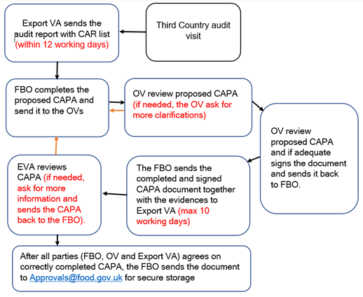 Flow chart showing third country audit visit process.