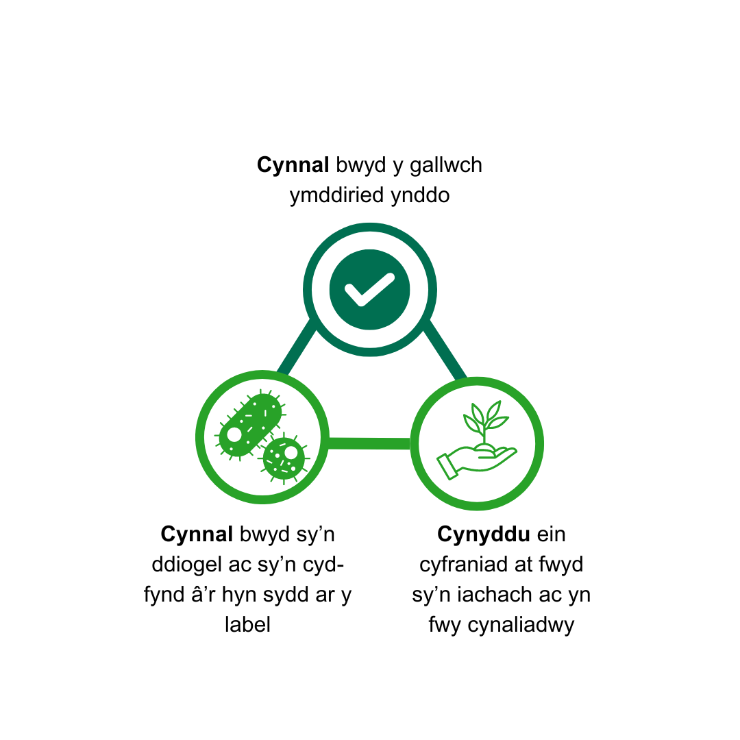 Diagram cynnal bwyd y gallwch ymddiried ynddo