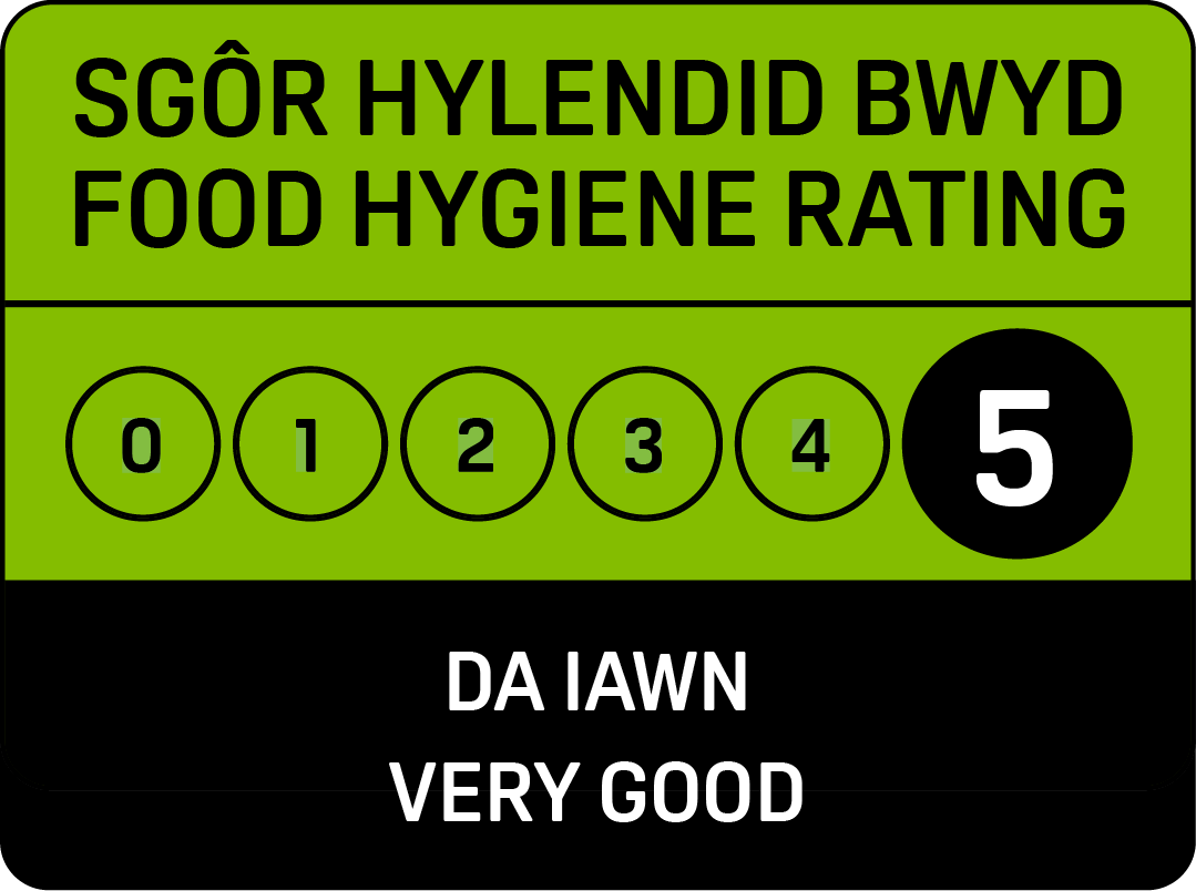 Sgôr hylendid bwyd / Food Hygiene Rating 5 - Da Iawn / Very good (version 3)