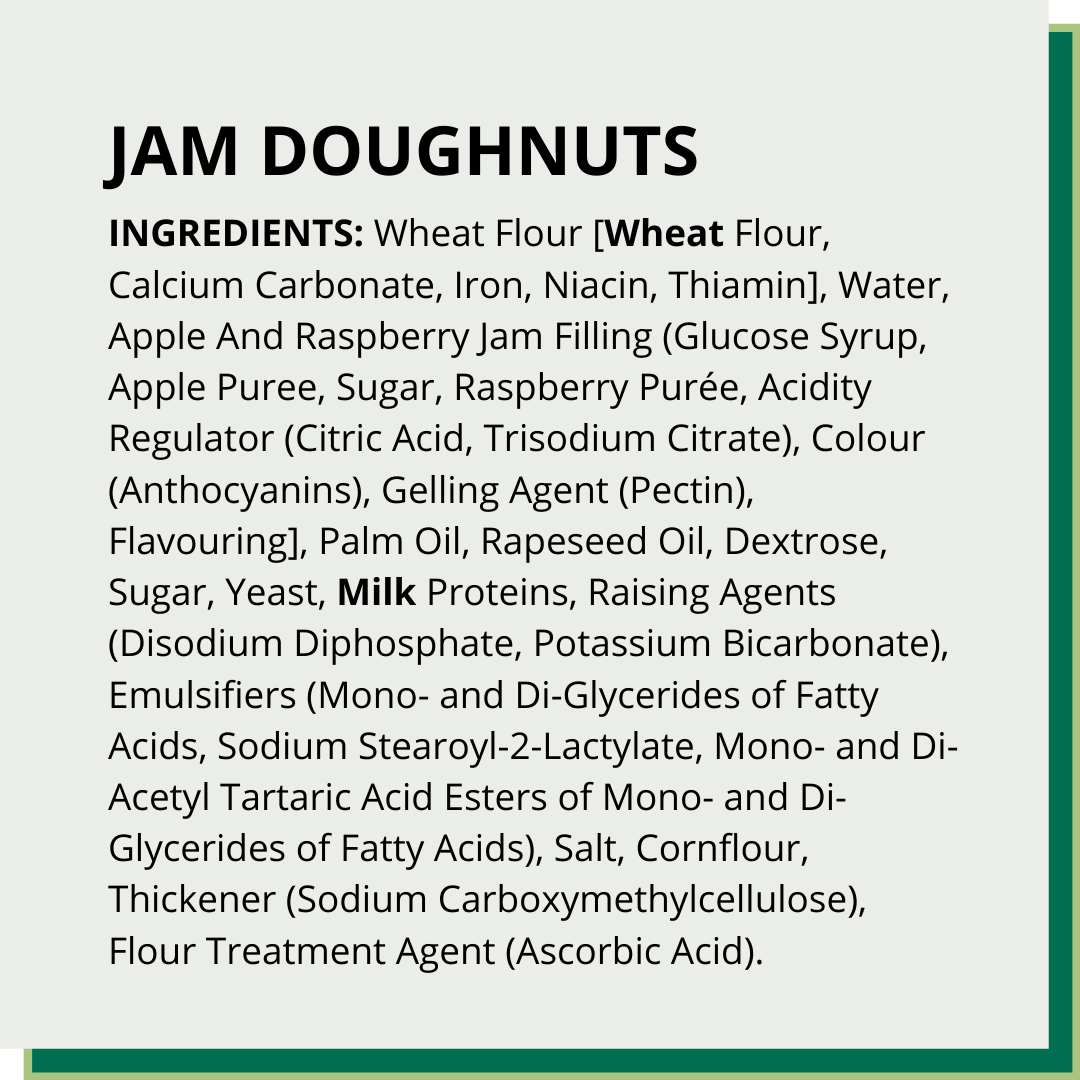 PPDS jam doughnut label compound ingredients