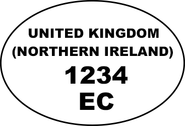 Example of oval health and identification marks: ‘UNITED KINGDOM (NORTHERN IRELAND) 1234 EC)’