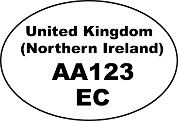Example of oval identification mark: ‘United Kingdom (Northern Ireland) AA123 EC’