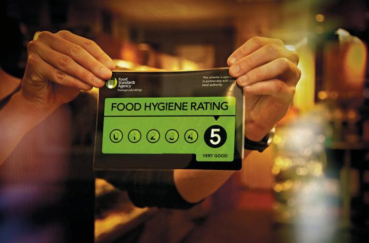 Food Hygiene Rating Scheme FHRS 5 sticker in a window